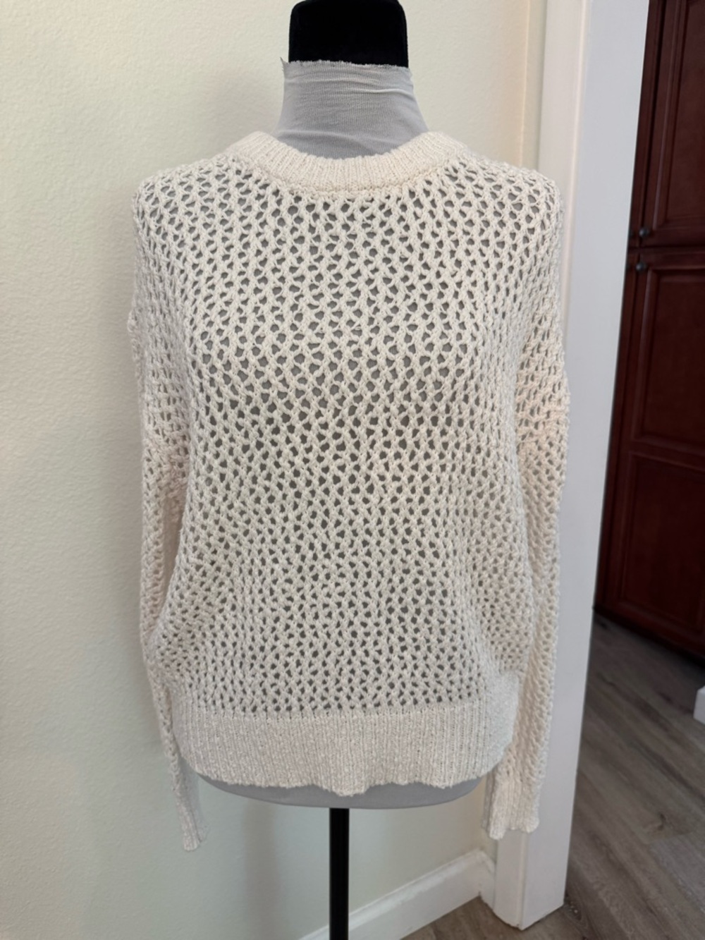 White + Warren White Open-Knit Women's Sweater NWT